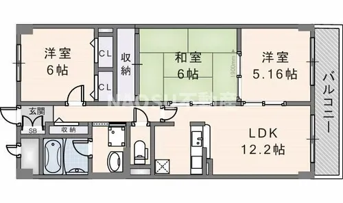 アジュール西端【303号室】の間取り