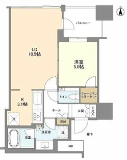 クラッシィタワー淀屋橋【8階】の間取り