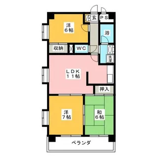 サンライズ梅坪【3階】の間取り