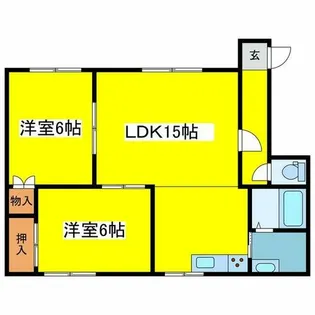 六光ハイツ【E号室】の間取り