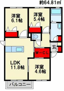 サン・ヴィレッジ A棟【201号室】の間取り