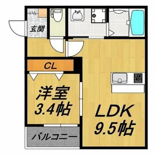 LE COCON 豊橋 Ⅱ【203号室】の間取り
