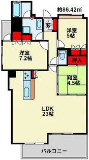 ポレスタータワー大手町リーモ 701号室【7階】の間取り