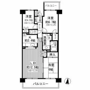 白壁パーク・ホームズ【5階】の間取り