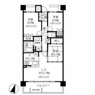 東山公園レジデンス【3階】の間取り