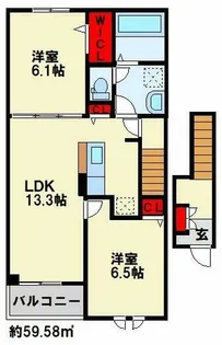パークサイド小倉東Ⅱ【2階】の間取り