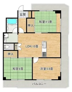 朝日プラザフェニックス【508号室】の間取り