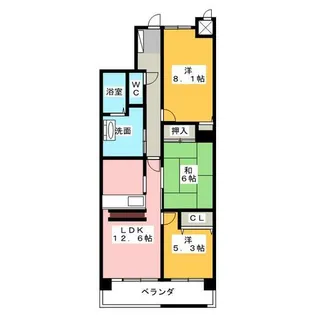 フレスト藤が丘 102号室【1階】の間取り