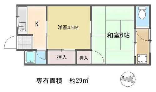 ハイツ白龍【1階】の間取り