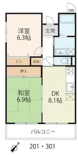 SUN SHINE南草津【301号室】の間取り