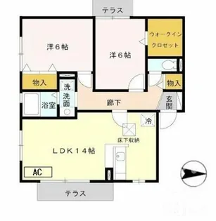 アムール三輪 B棟【1階】の間取り