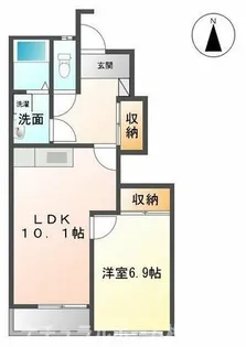 エルヴェ南小向B【1階】の間取り
