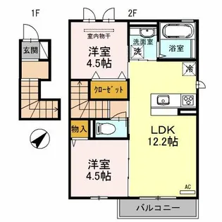 メゾン・ド・ボヌール 秀 B棟【2階】の間取り