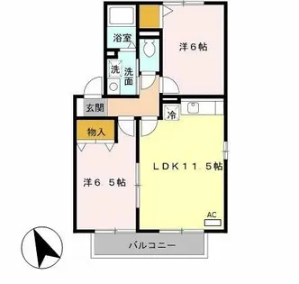 ジュネス高師浜【2階】の間取り