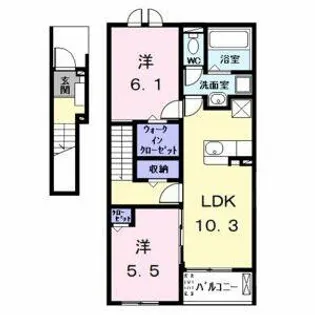 ヒカルサ名古屋港区大西Ⅱ【2階】の間取り