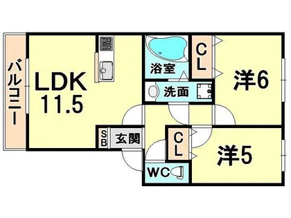 QUATRE SAISONS 南塚口【1階】の間取り