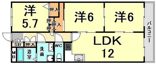 プレミールソシア【4階】の間取り