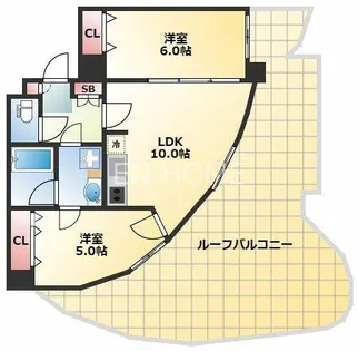 フェルザ今宮戎(旧 Krehl難波南)【1002号室】の間取り