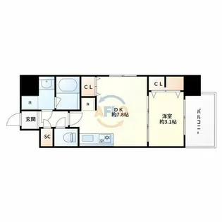 スプランディッド十三本町【7階】の間取り