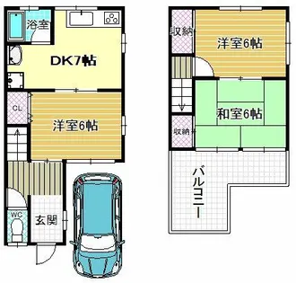 大阪府藤井寺市西古室1丁目【一戸建】の間取り