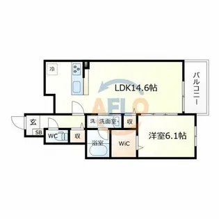 アーサー住之江【1階】の間取り