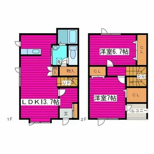 セレーサB【2号室】の間取り