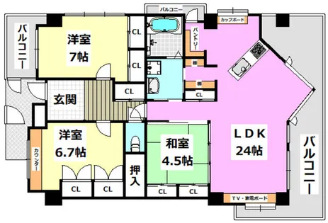 コーポラティブハウスクレセント【303号室】の間取り