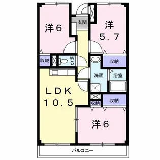 ラ・メールⅡ【1階】の間取り