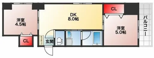 シティーコート南瓦町Ⅱ【303号室】の間取り