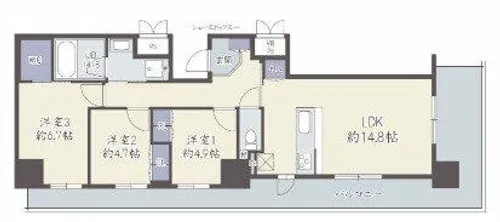 GRAND VILLASSE 福島【4階】の間取り