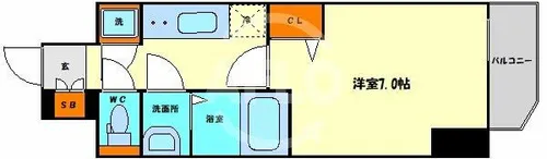 ファーストフィオーレ谷町六丁目フェリシア【3階】の間取り