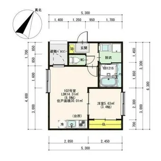 ハーモニーテラス開平町Ⅲ【1階】の間取り