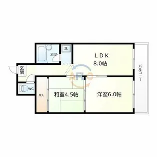 ハイツ鍛治【5階】の間取り