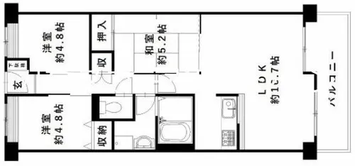 崇徳院ハイツN棟【3階】の間取り