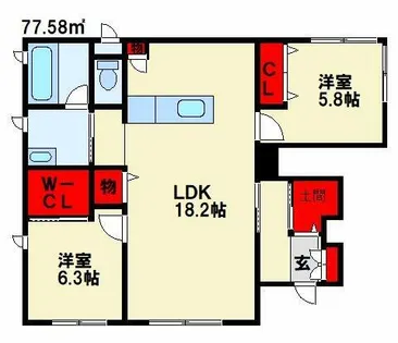 ShaMaison華里 C棟【101号室】の間取り