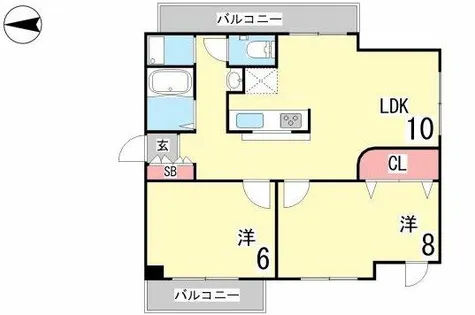 岡本野寄ハイツ【2-C号室】の間取り