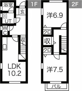 グレイストウフジ滝の水【B-2号室】の間取り