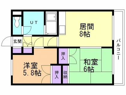 北拓ハイツ中島【3階】の間取り