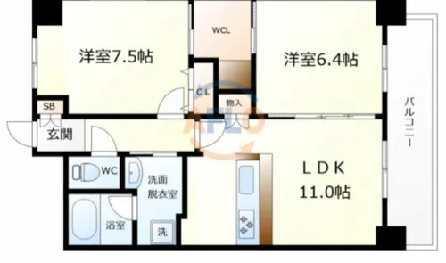 Clair北畠【3階】の間取り