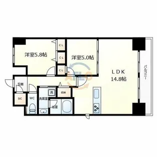 セイル淀屋橋【15階】の間取り