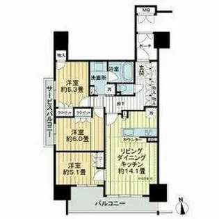シャリエ日本橋高津【11階】の間取り