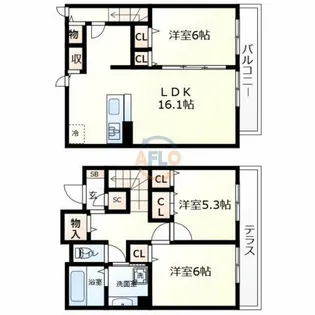 かぼく 南館【1階】の間取り