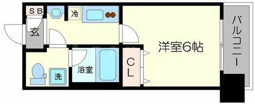 レオンコンフォート難波【6階】の間取り