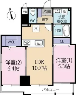 クレスト西小倉【2階】の間取り