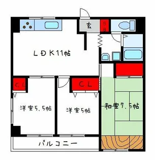 セルバ山本Ⅱ【3階】の間取り