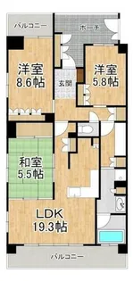ブランズ西大津レイクテラス【13階】の間取り