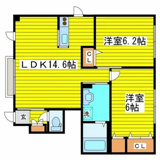 シャーメゾン元町グランビレッジX【101号室】の間取り