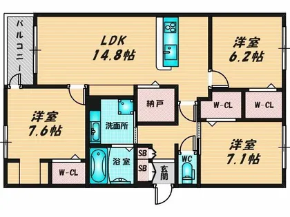 アンサンブル大今里【1階】の間取り