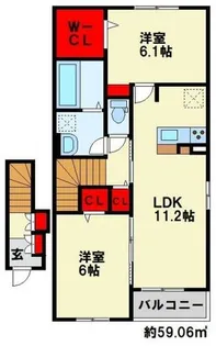 コスモス K【201号室】の間取り