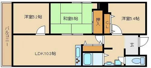 武庫之荘カシノハイツ【4階】の間取り